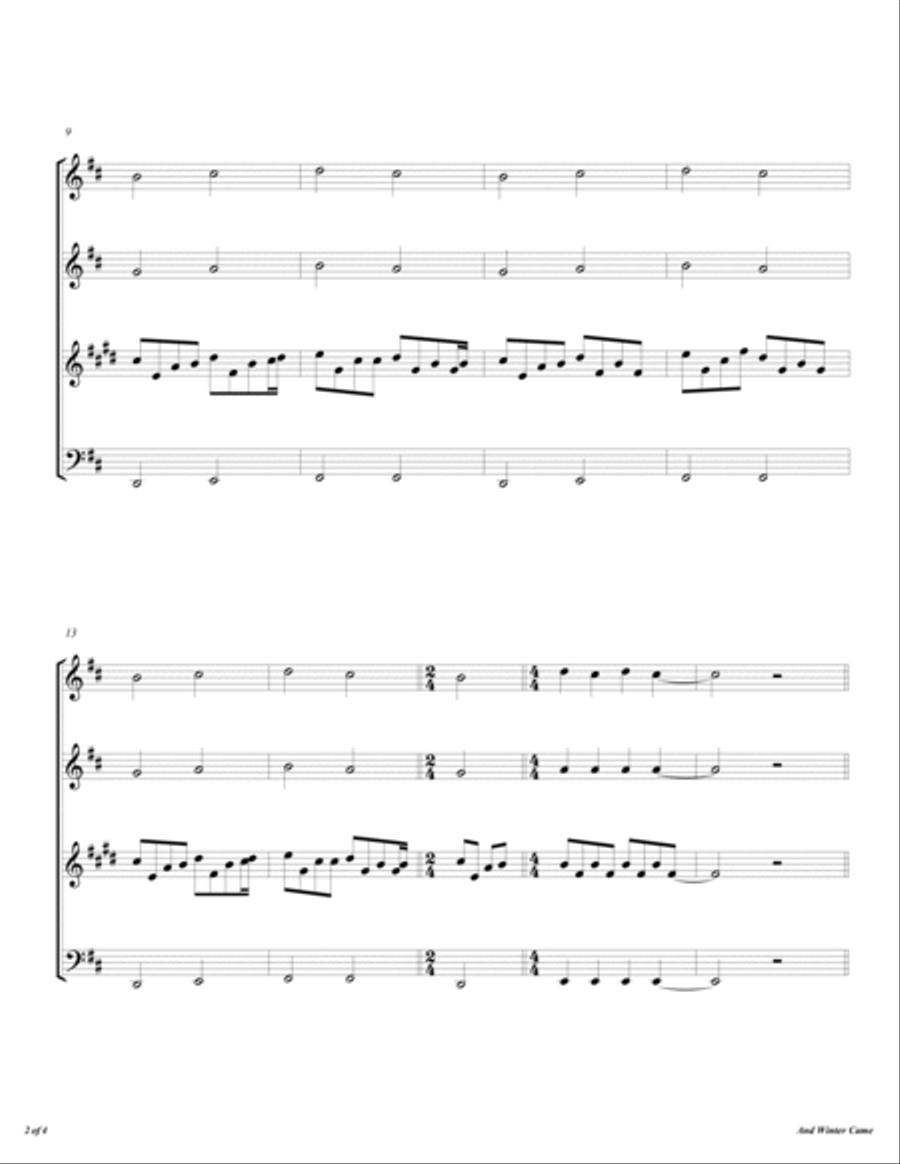 And Winter Came Woodwind Quartet scores gallery preview page 3
