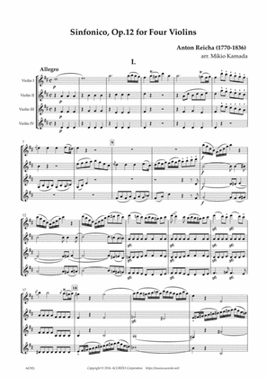Sinfonico, Op.12 for Four Violins
