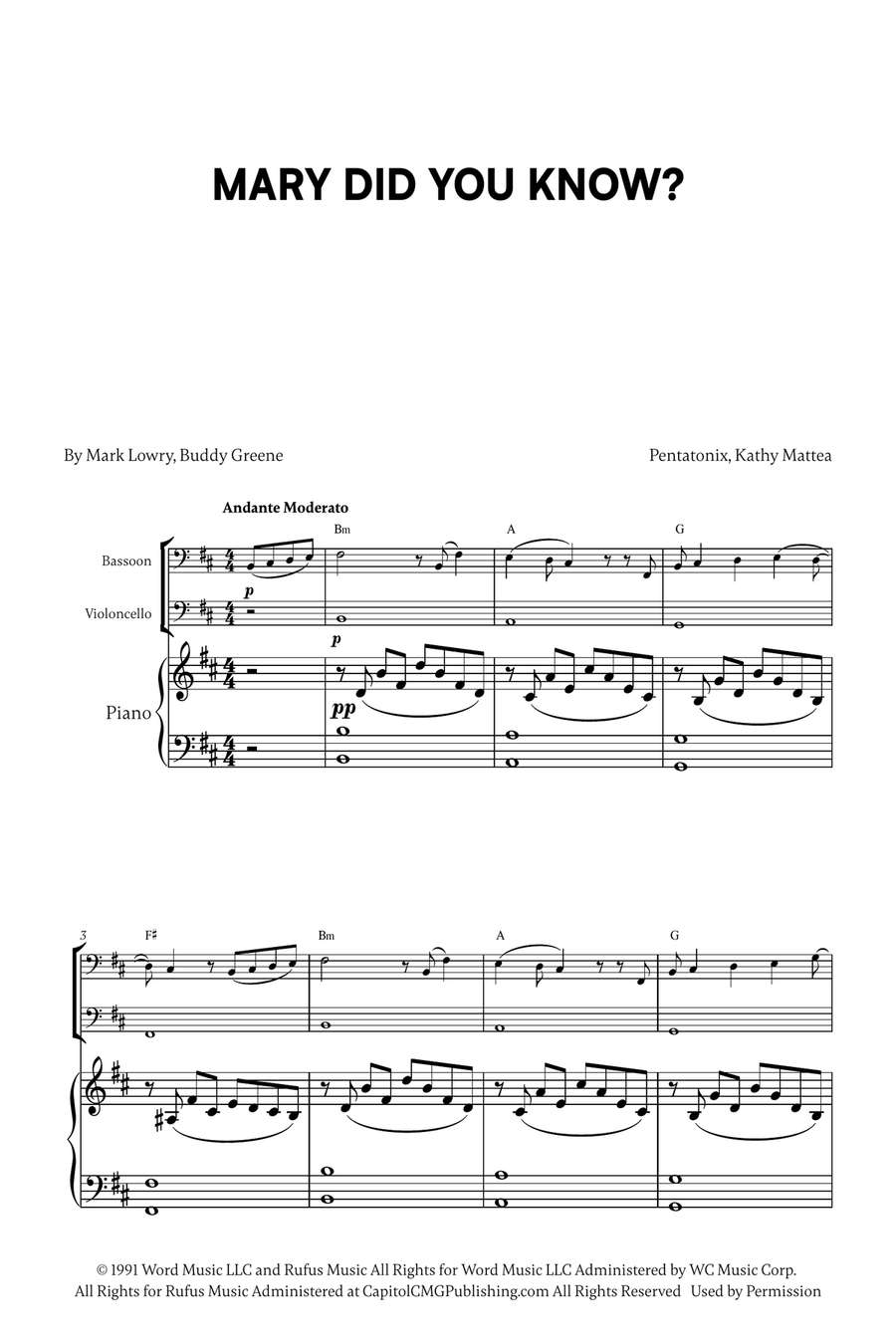Mary, Did You Know? Bassoon scores gallery preview page 1
