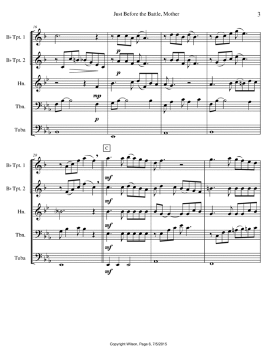 Four Songs of the Civil War Brass Quintet scores gallery preview page 6