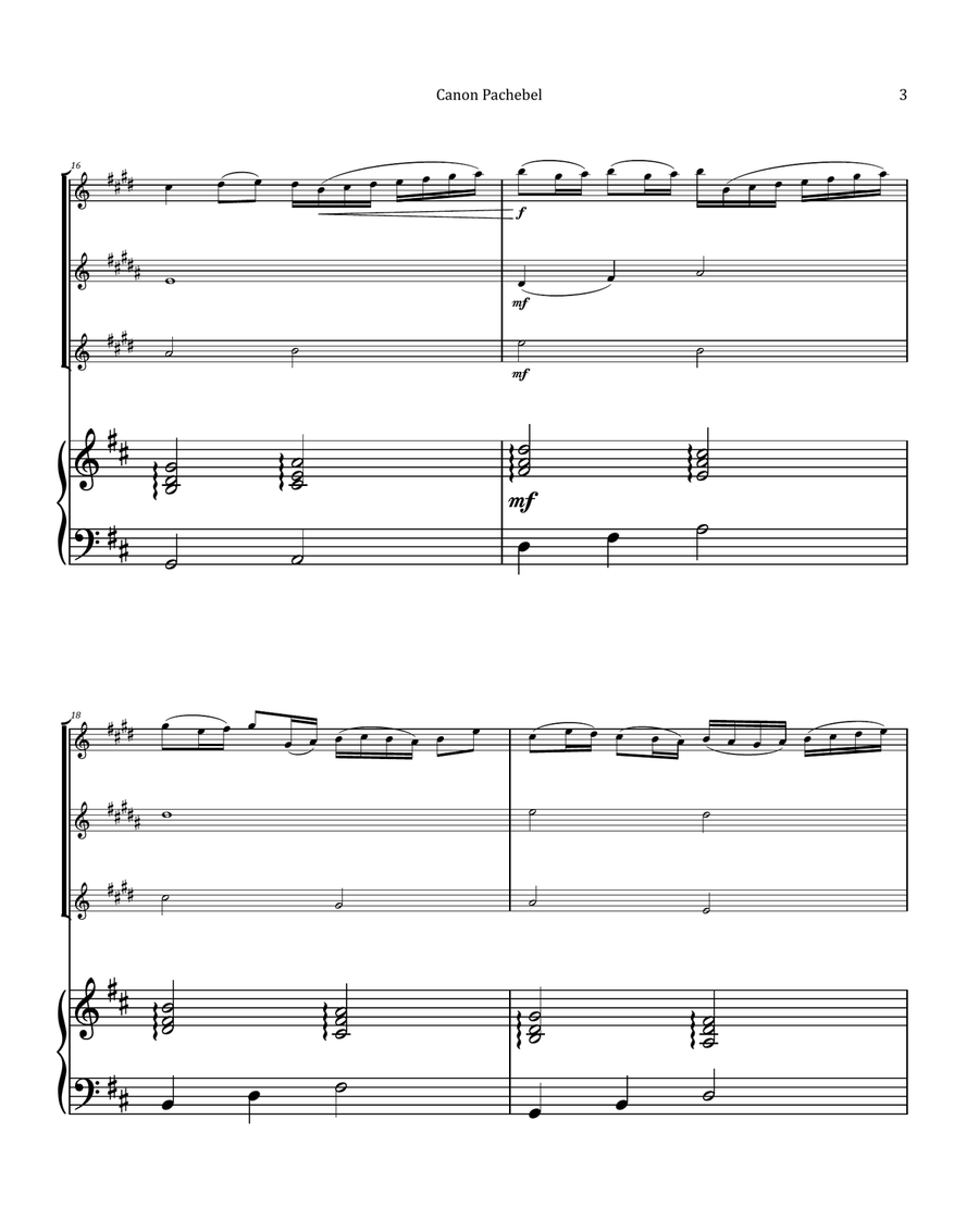 Canon by Pachelbel - Saxophone Trio with Piano Woodwind Trio scores gallery preview page 3