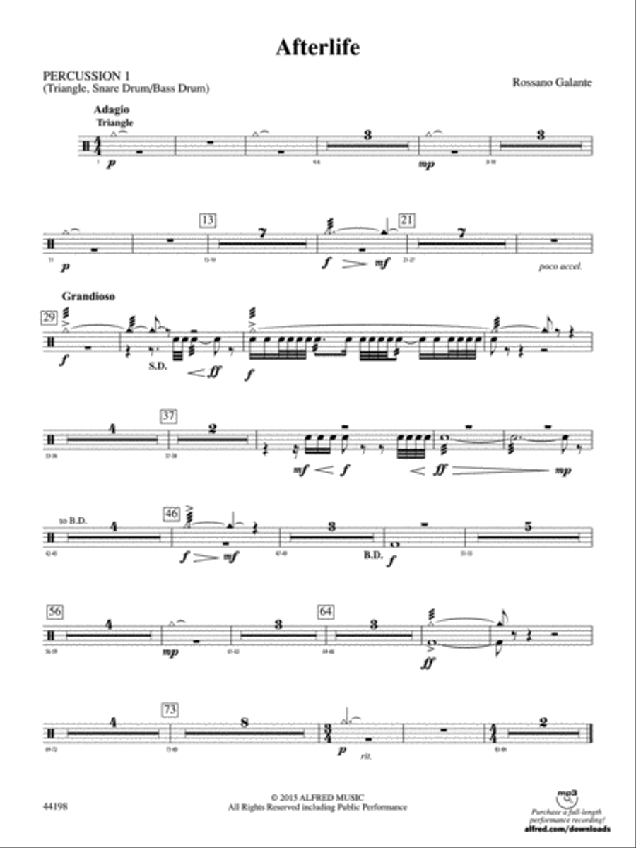 Afterlife: 1st Percussion Concert Band scores gallery preview page 1
