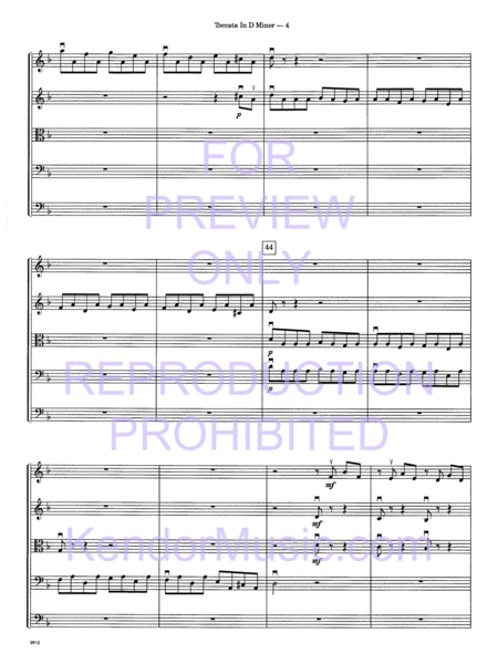 Toccata In D Minor (Full Score)