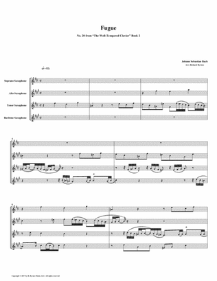 Fugue 20 from Well-Tempered Clavier, Book 2 (Saxophone Quartet)
