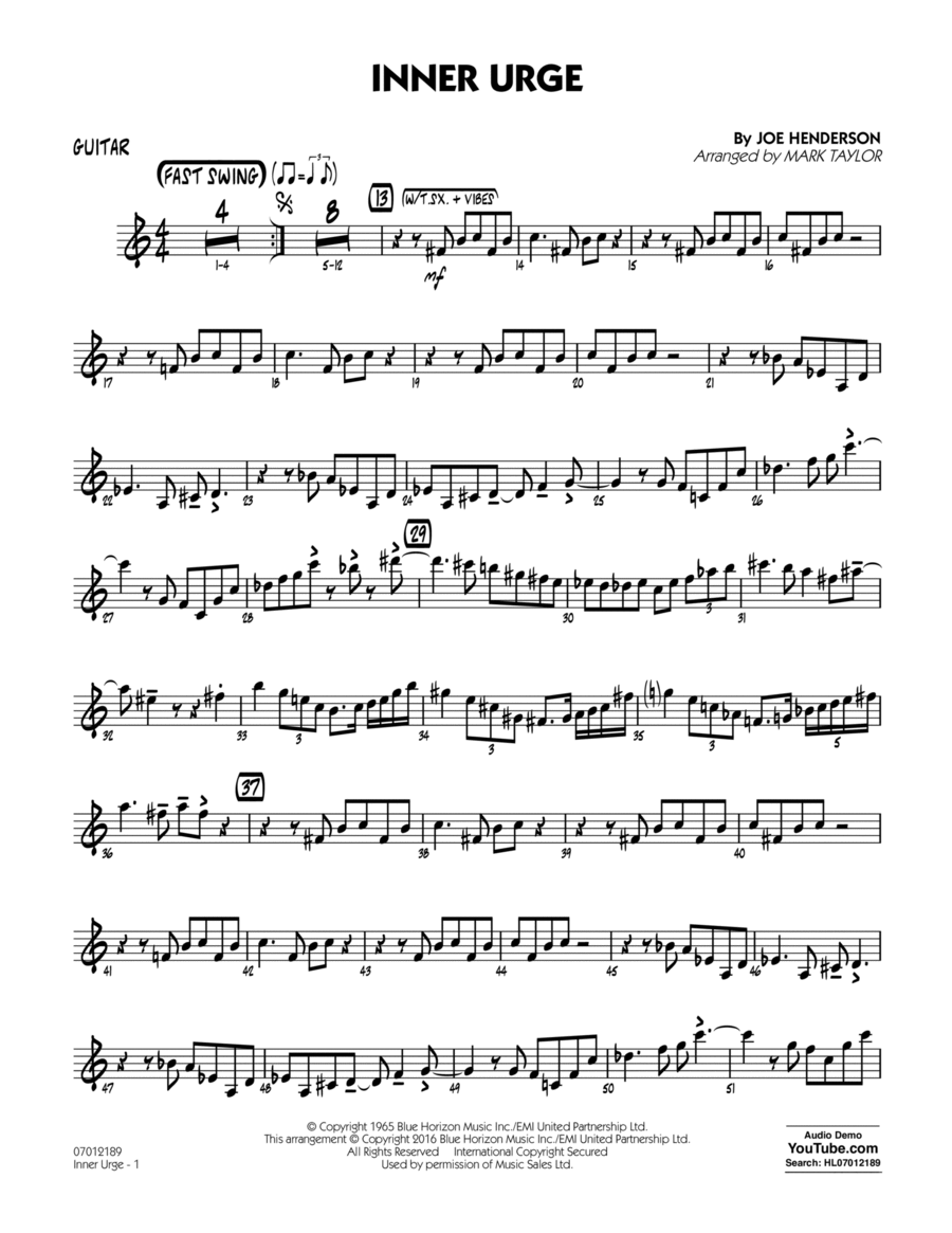 Inner Urge - Guitar Part scores gallery preview page 1