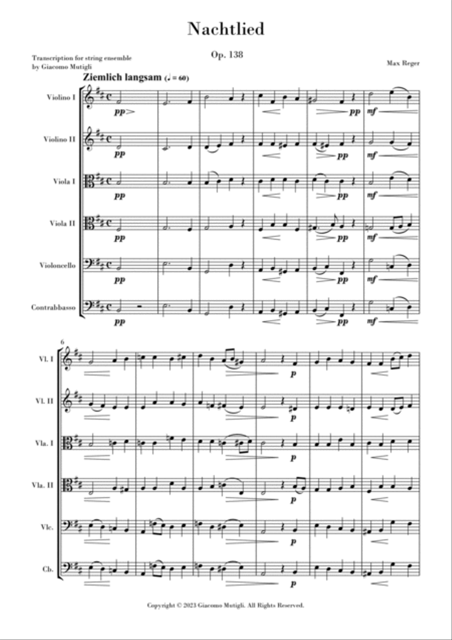 Nachtlied Op.138 - Score Only String Orchestra scores gallery preview page 2