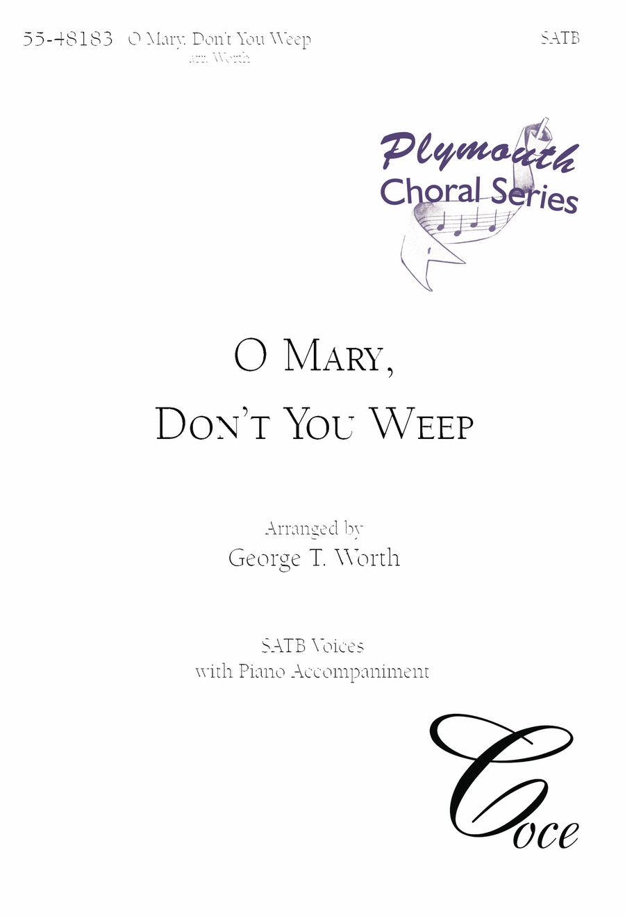 O Mary, Don't You Weep O Mary, Don't You Weep 4-Part scores gallery preview page 1