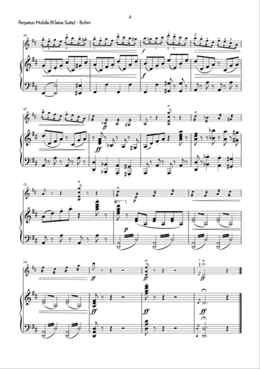 Bohm - Perpetuo Mobile (from Kleine Suite) in D Major - Intermediate Violin Solo scores gallery preview page 5