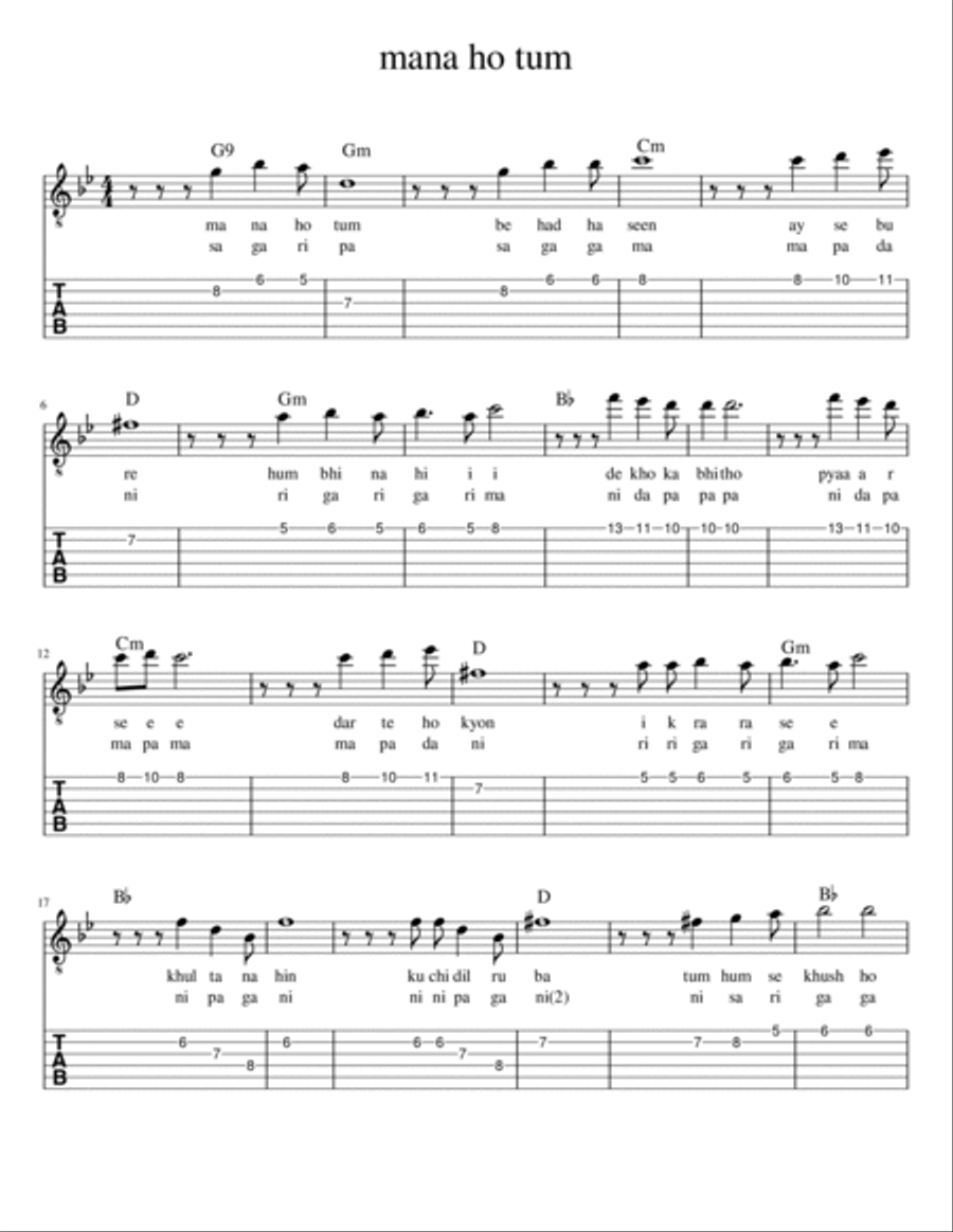 66 bollywood hits Guitar Tablature scores gallery preview page 4