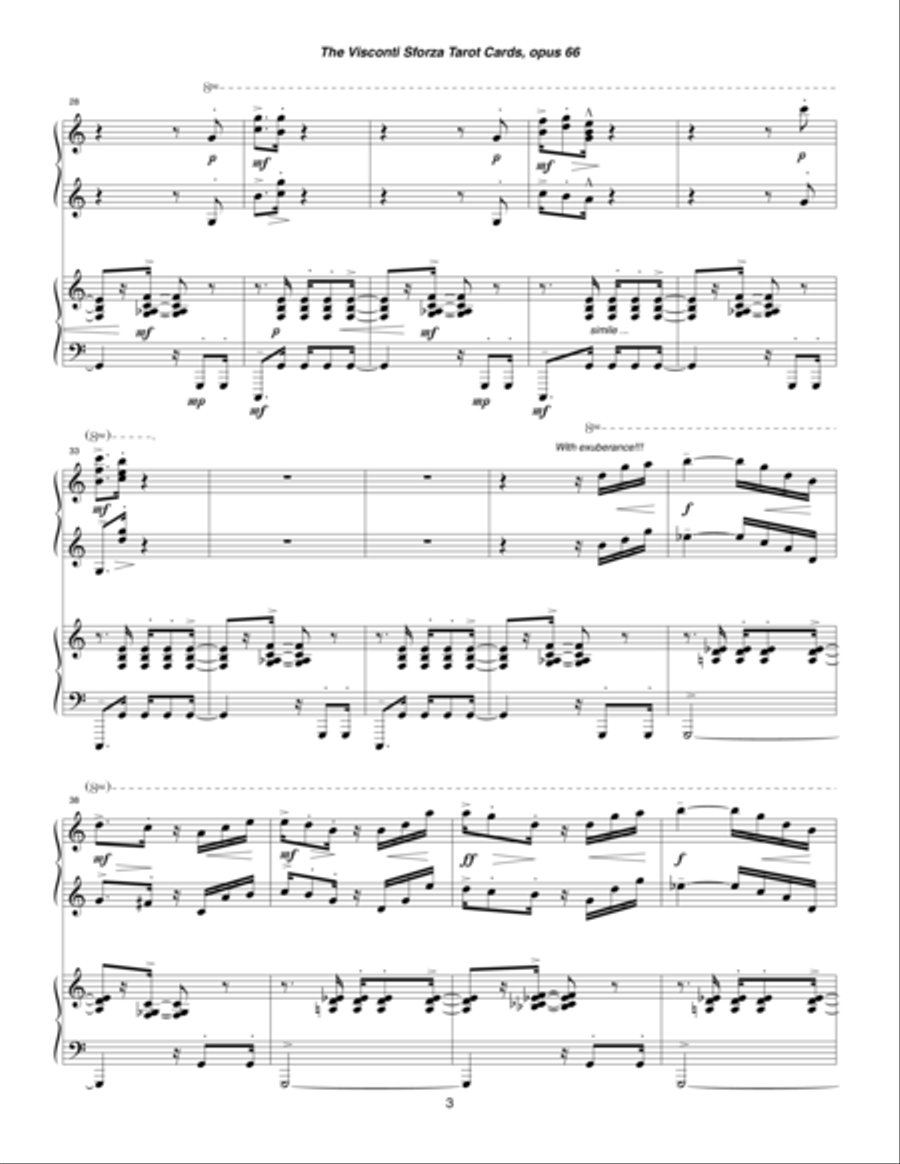 Visconti Sforza Tarot Cards, opus 66 ... Twenty Two Salon Pieces For Two Pianos (1996) 02 Il Saltimb 2 Pianos, 4-Hands scores gallery preview page 3