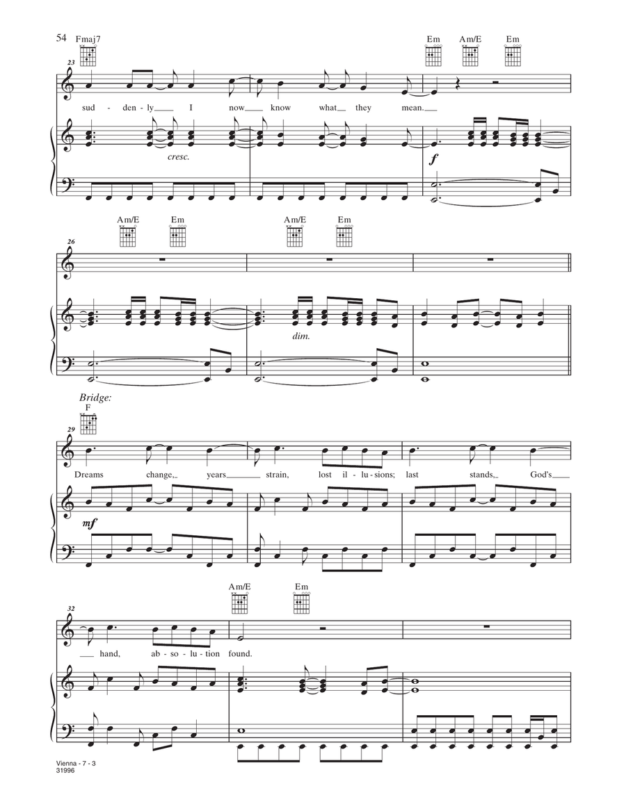 Vienna Vienna Piano, Vocal, Guitar scores gallery preview page 3