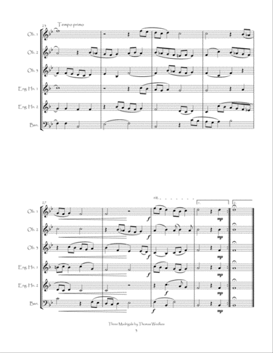 Three Weelkes Madrigals for Double Reed Choir Woodwind Ensemble scores gallery preview page 6