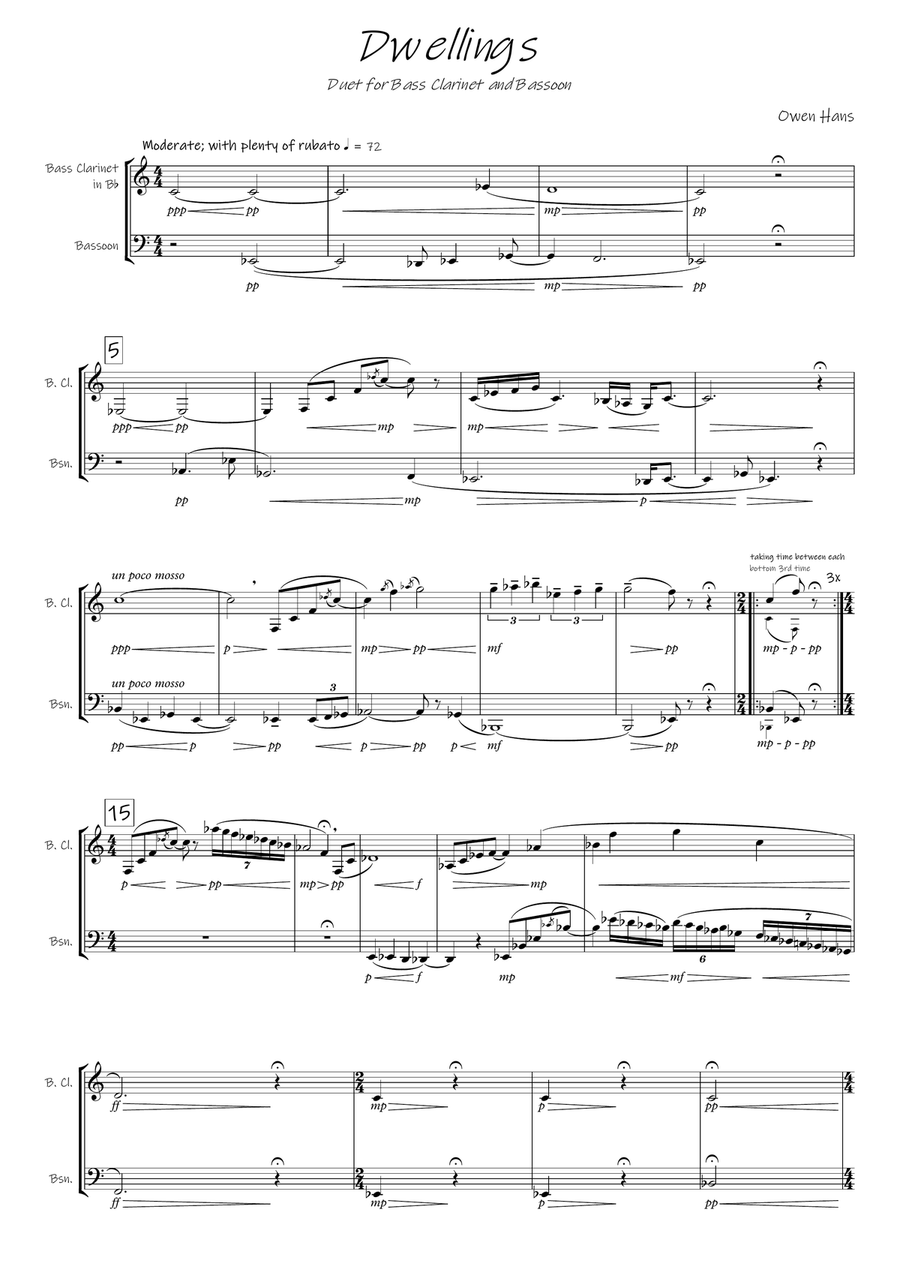 Dwellings - Bass Clarinet and Bassoon Duet Woodwind Duet scores gallery preview page 2