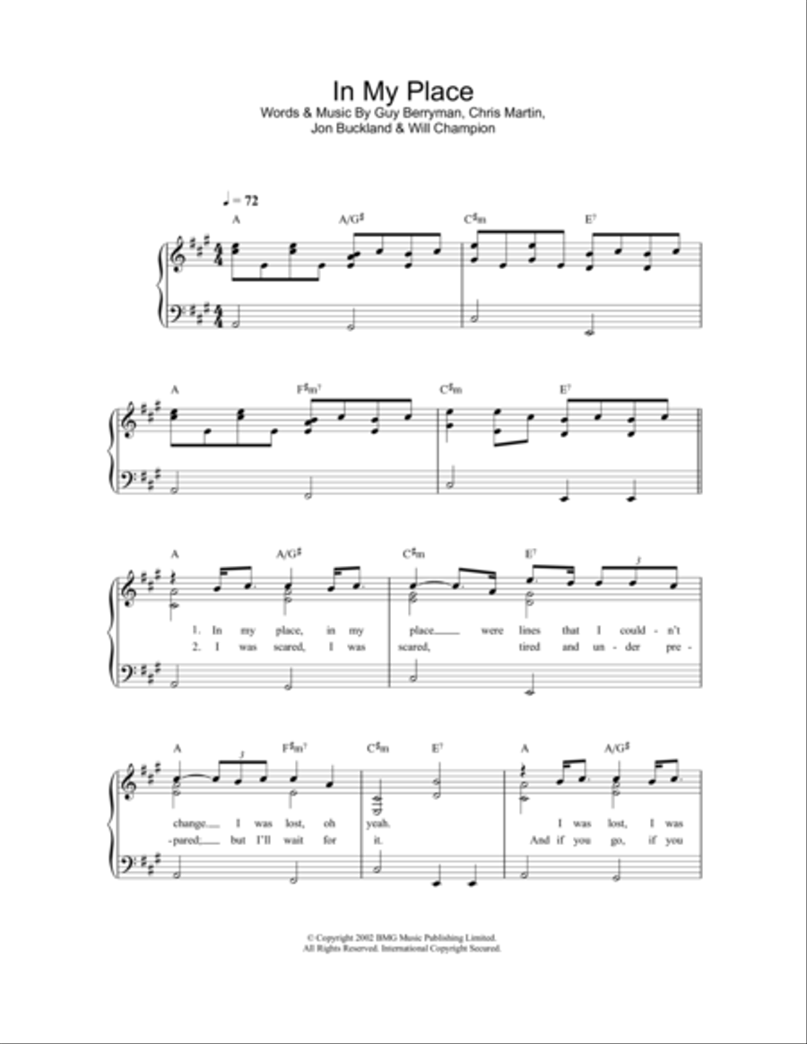 In My Place In My Place Easy Piano scores gallery preview page 1