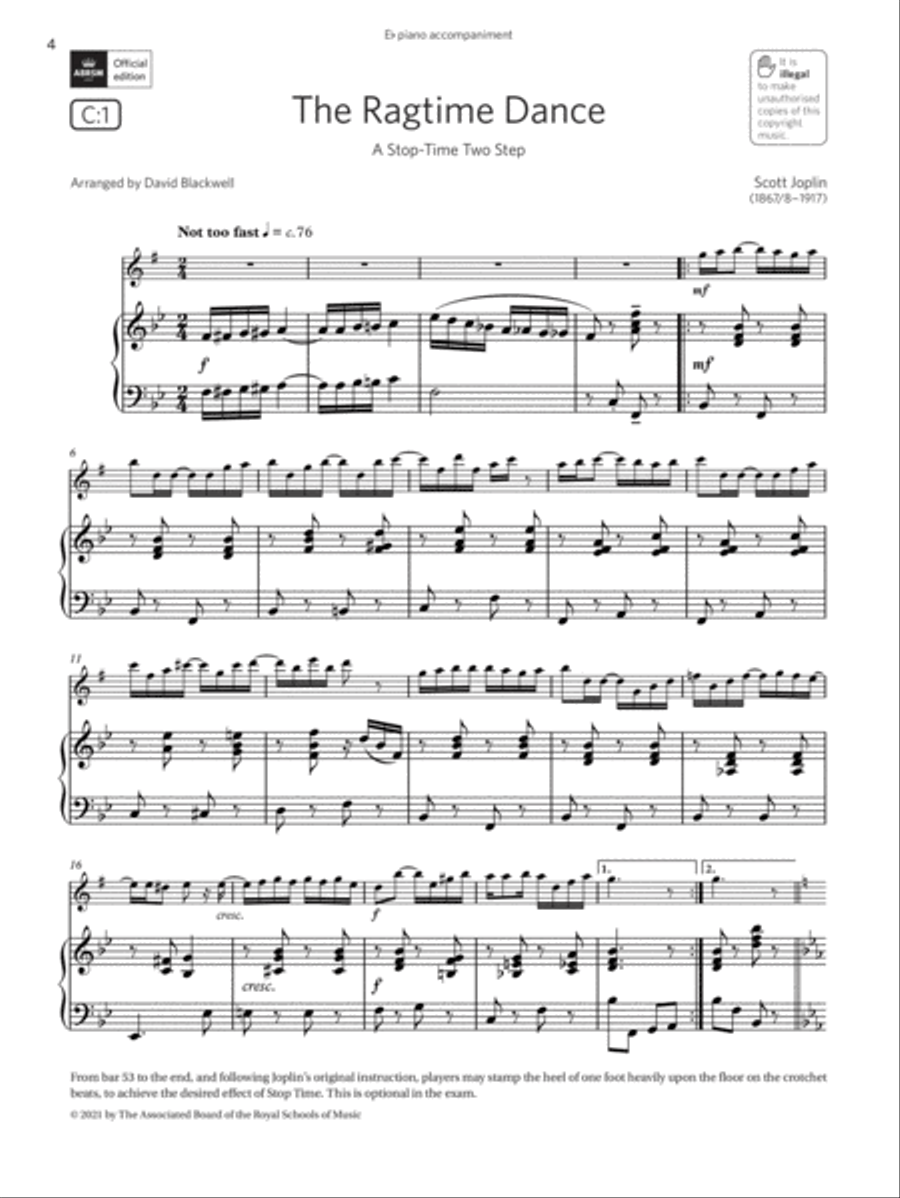 The Ragtime Dance (A Stop-Time Two Step) (Grade 5 C1 from the ABRSM Saxophone syllabus from 2022) Saxophone Solo scores gallery preview page 3