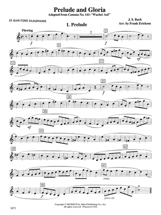 Book cover for Prelude and Gloria (Adapted from Cantata No. 141 -- Wachet Auf): E-flat Baritone Saxophone