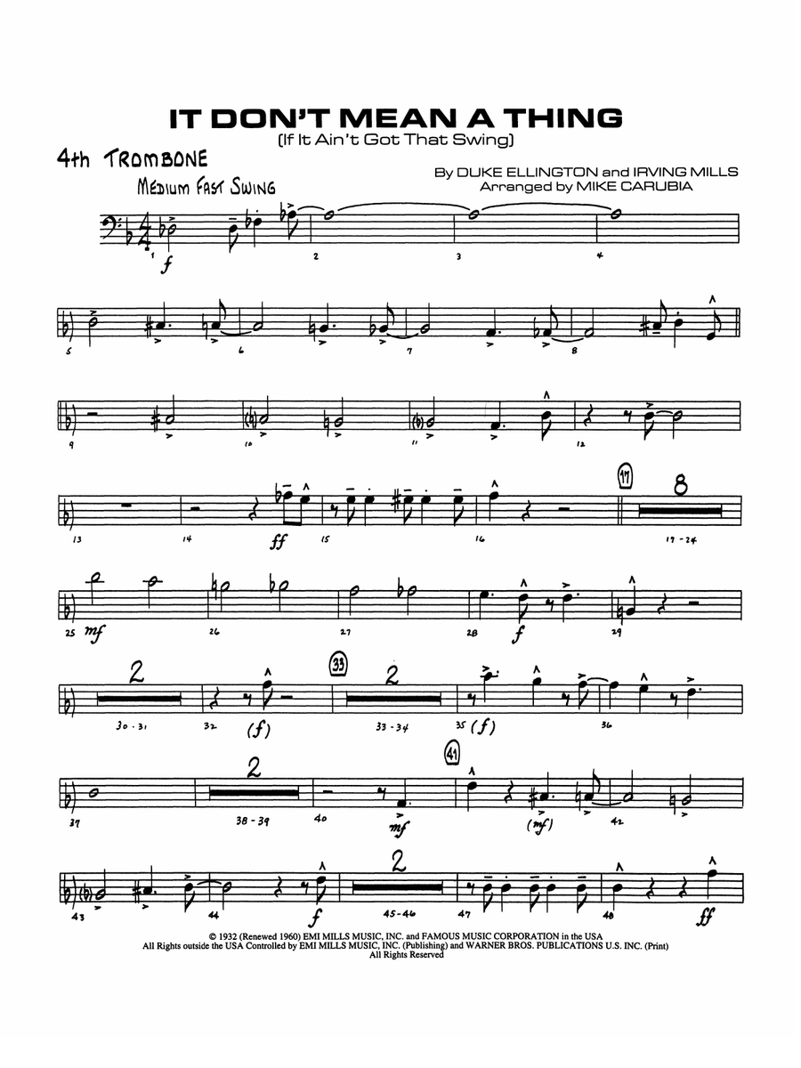 It Don't Mean a Thing (If It Ain't Got That Swing): 4th Trombone