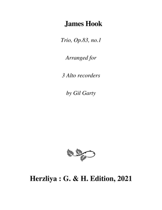 Trio, Op.83, no.1 (arrangement for 3 alto recorders)