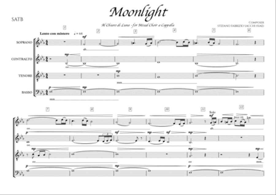 Al Chiaro di Luna (Moonlight) - Choral 4-Part scores gallery preview page 1
