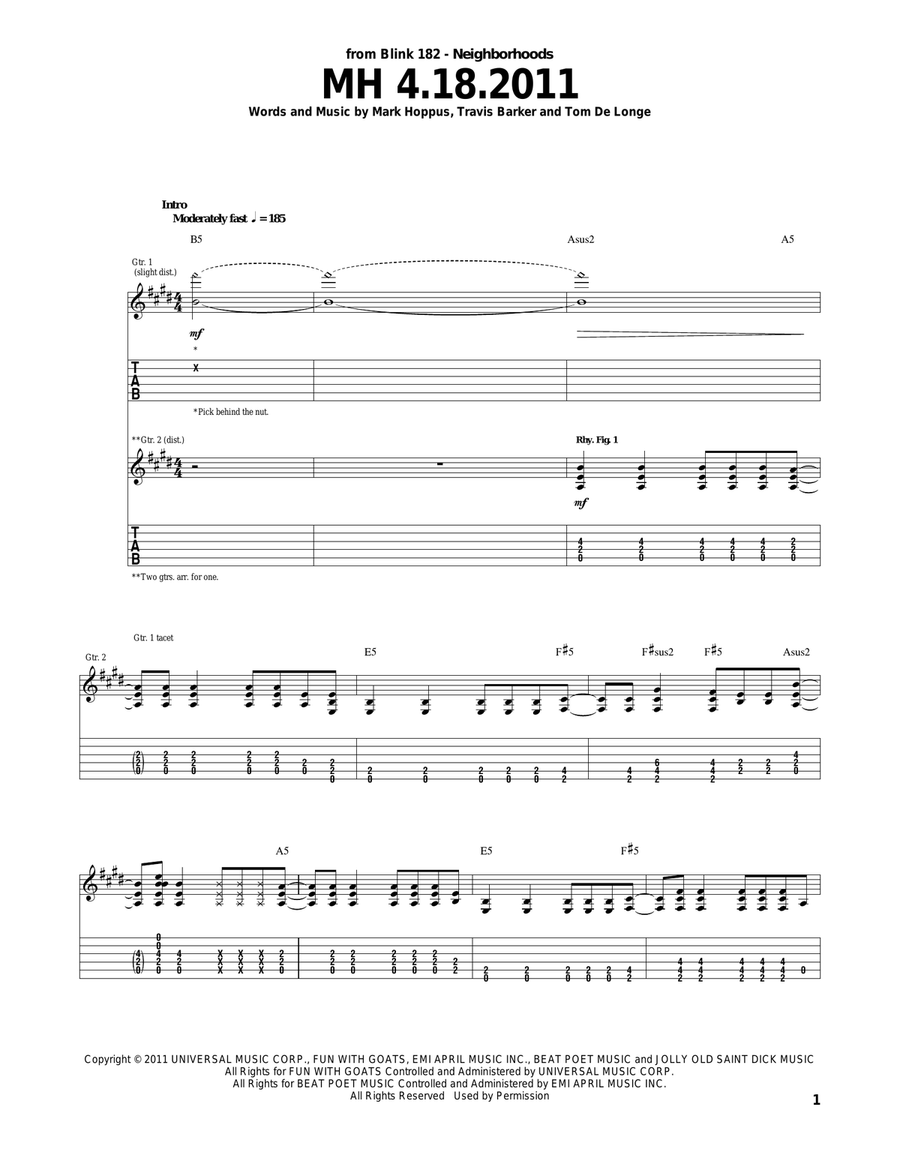 MH 4.18.2011 Acoustic Guitar scores gallery preview page 1