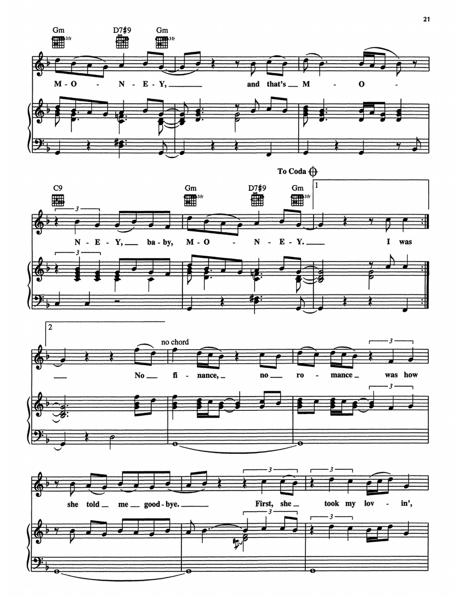 M-O-N-E-Y (from The Firm) Piano Solo scores gallery preview page 3