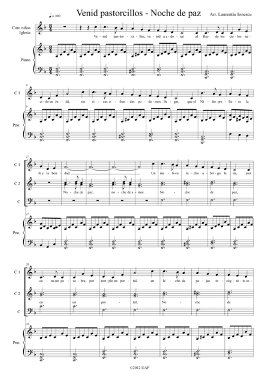 Noche de paz - Venid pastorcillos Choir scores gallery preview page 1