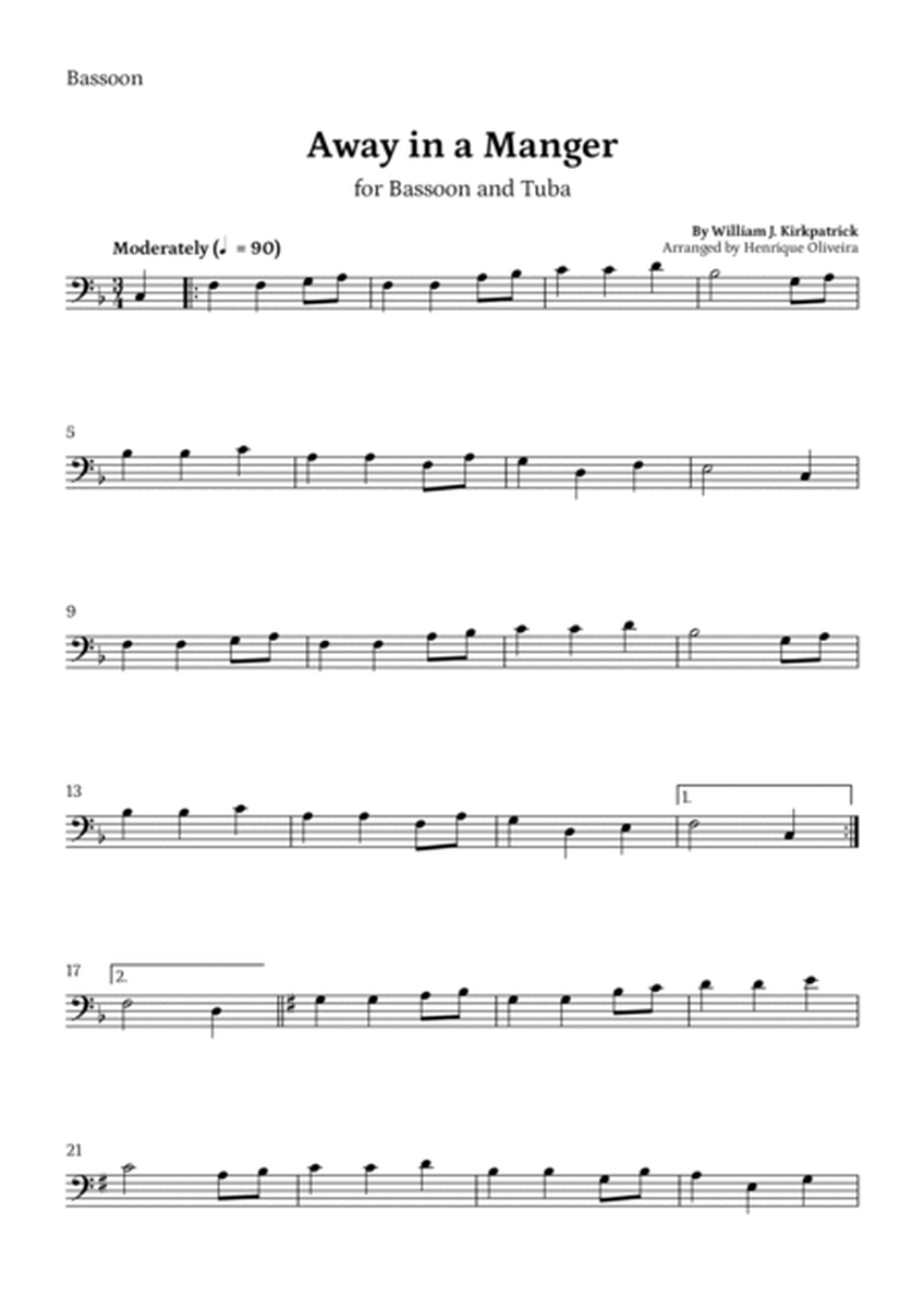 Away in a Manger (Bassoon and Tuba) - Beginner Level image number null