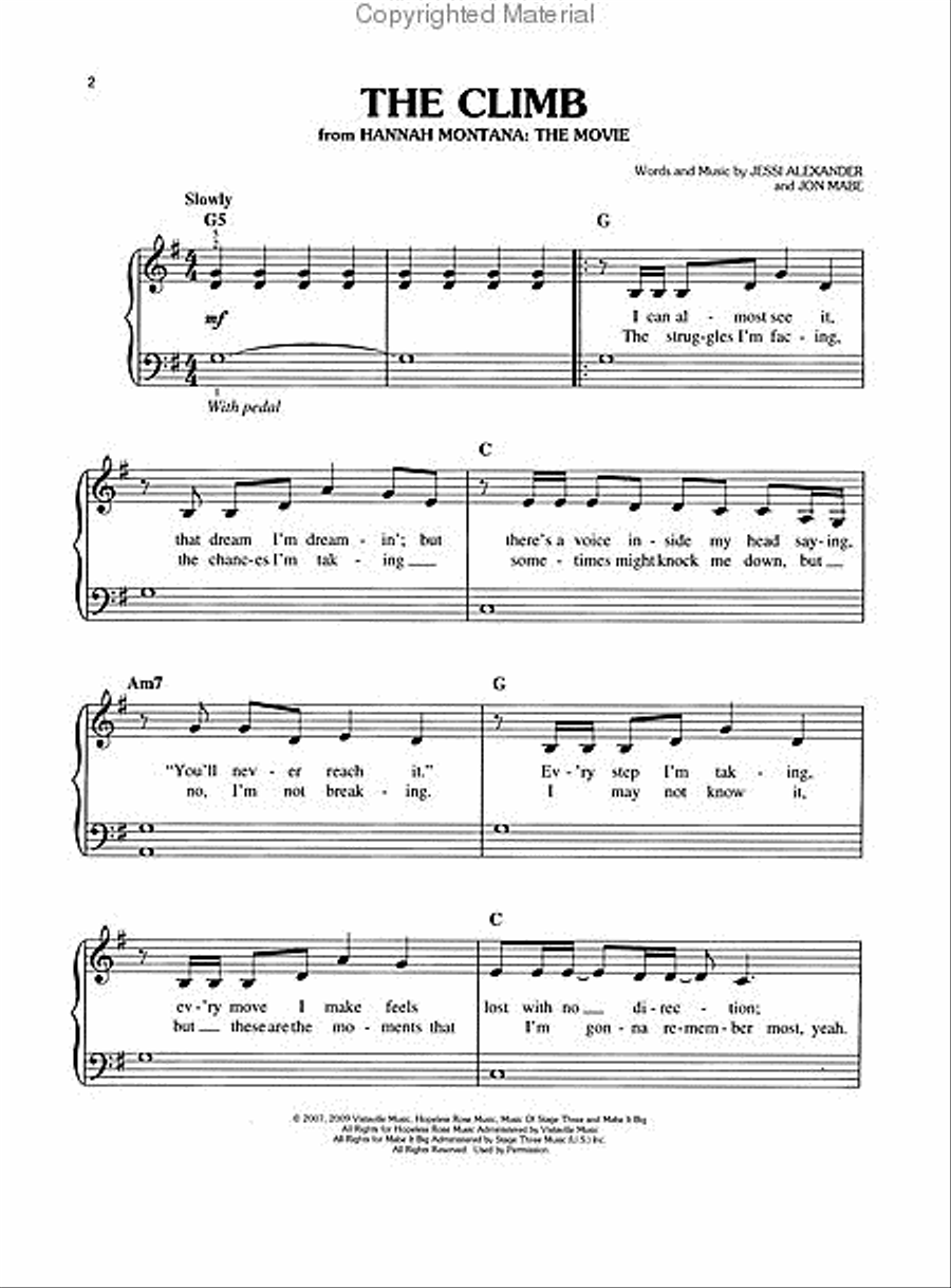The Climb Easy Piano scores gallery preview page 2