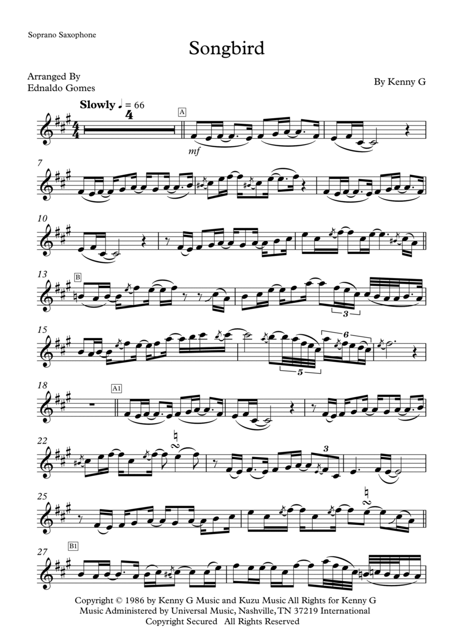 Songbird Soprano Saxophone scores gallery preview page 1