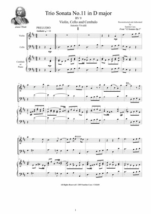 Vivaldi - Trio Sonata No.11 in D major RV 9 Op.2 for Violin, Cello and Cembalo (or Piano)