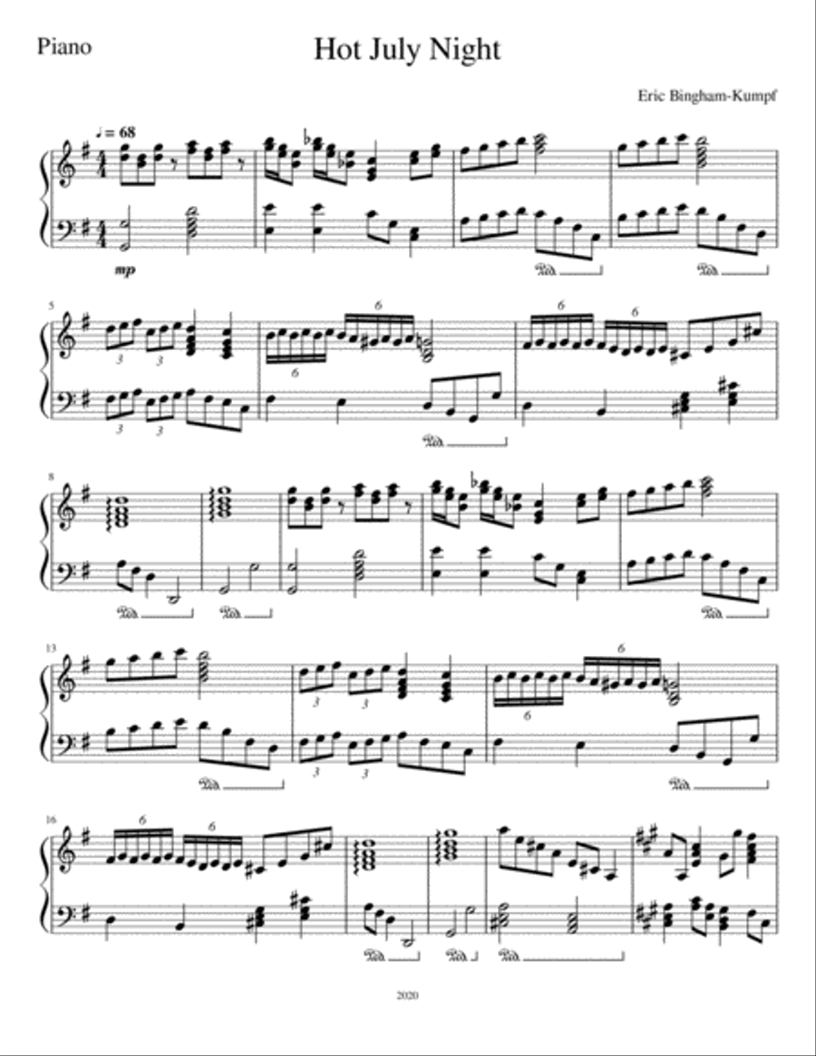 Hot July Night Hot July Night Piano Solo scores gallery preview page 1