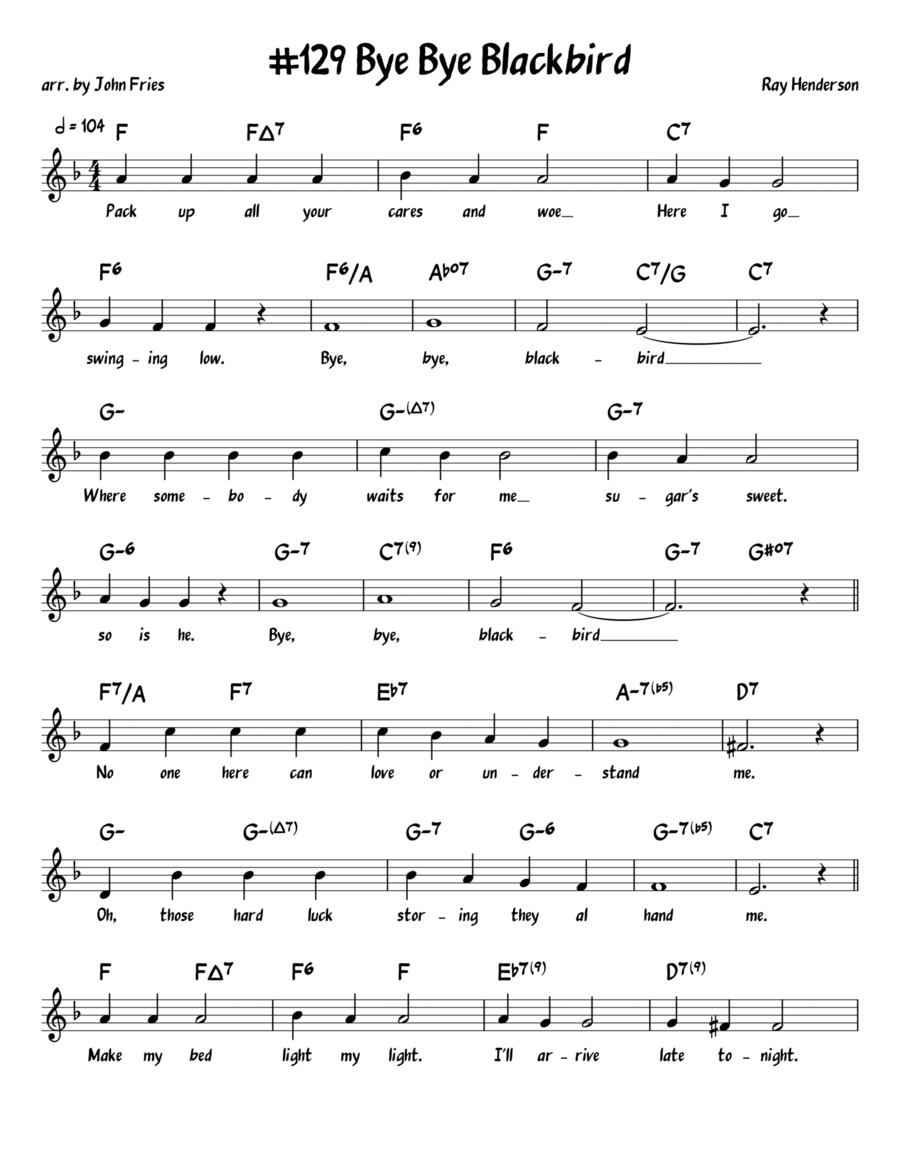 Bye, Bye, Blackbird Piano, Vocal, Guitar scores gallery preview page 1