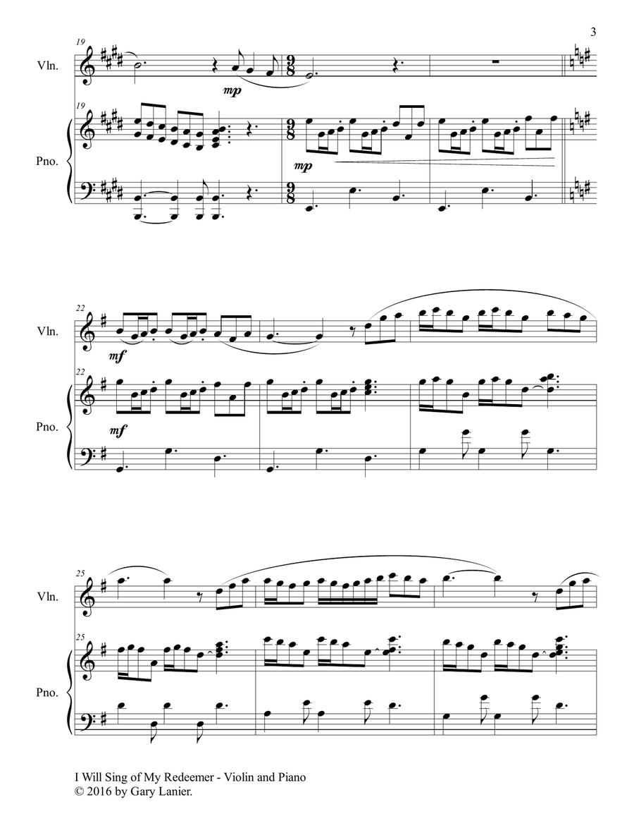 Gary Lanier: 3 Heartfelt Hymns (Duets for Violin and Piano) Gary Lanier: 3 Heartfelt Hymns (Duets for Violin and Piano) Violin Solo scores gallery preview page 4