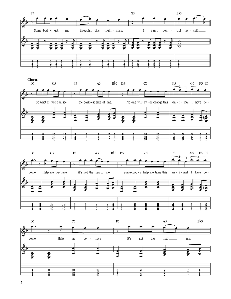 Animal I Have Become Guitar Tablature scores gallery preview page 4