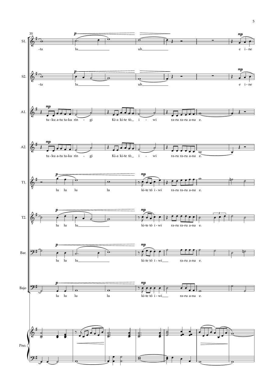 Pokare Kare ana Pokare Kare ana Choir scores gallery preview page 5
