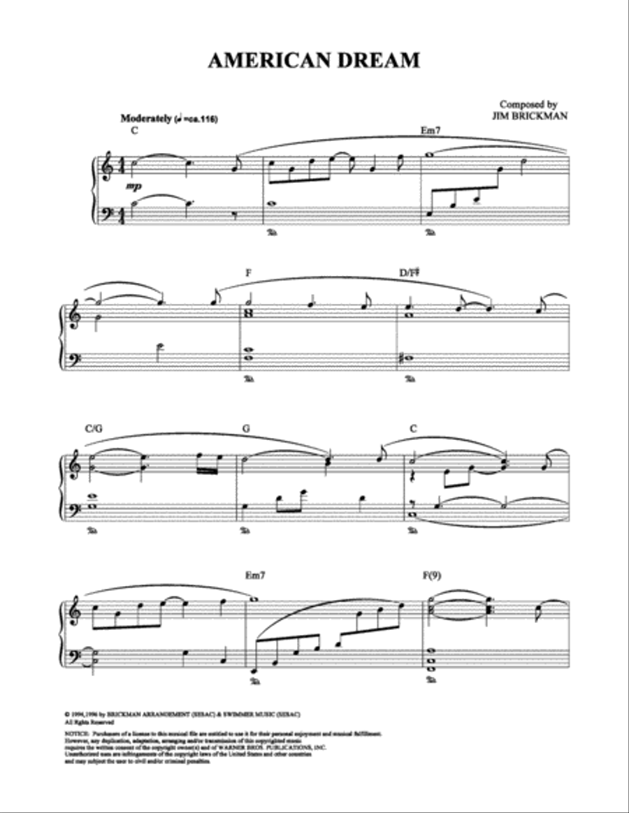 American Dream American Dream Piano Solo scores gallery preview page 1