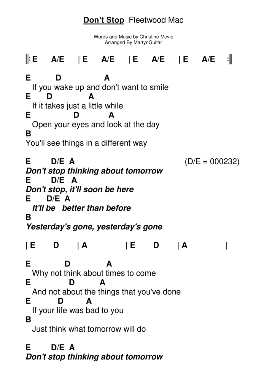 Don't Stop Guitar scores gallery preview page 1