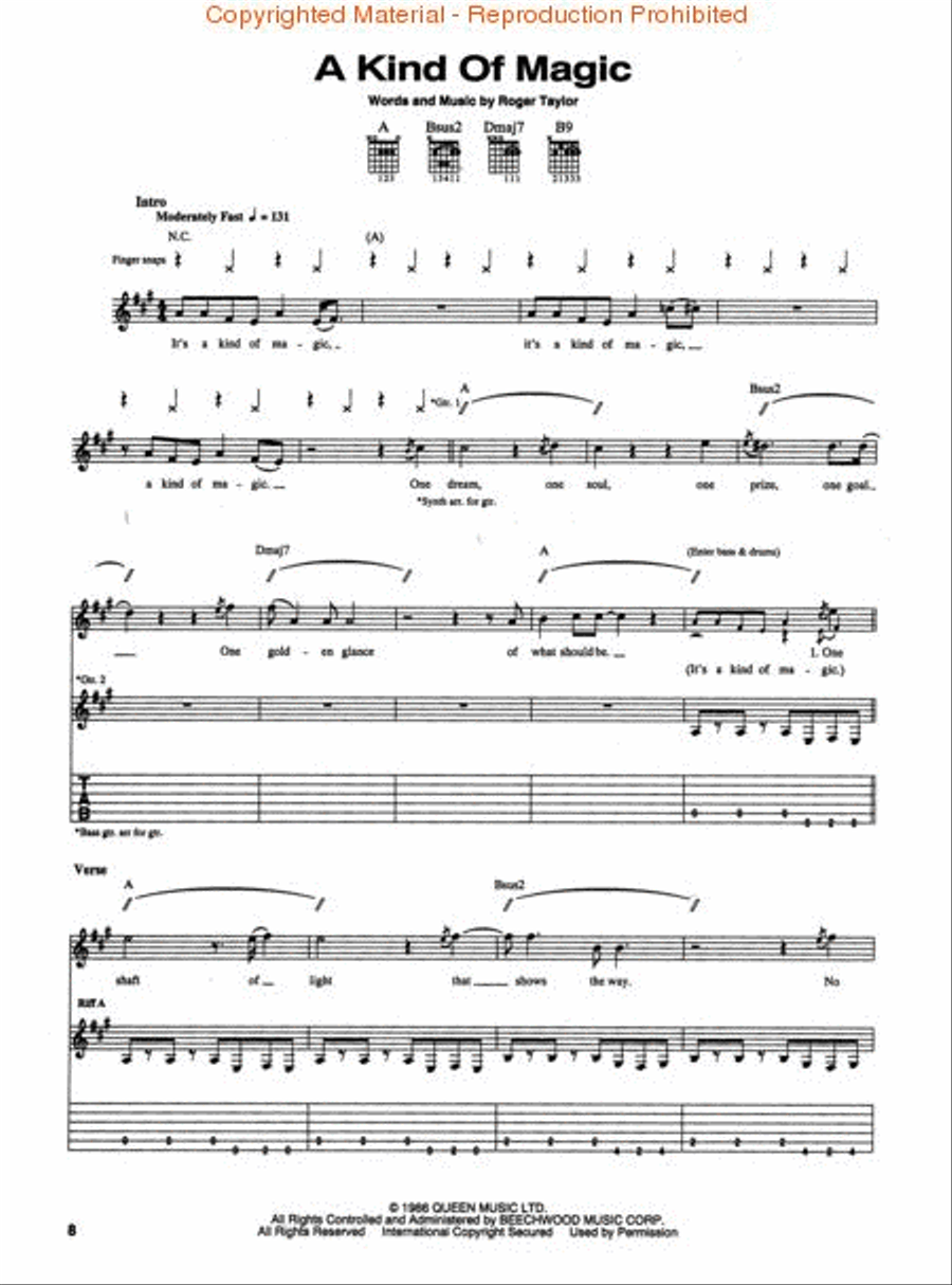 Classic Queen Guitar Tablature scores gallery preview page 2