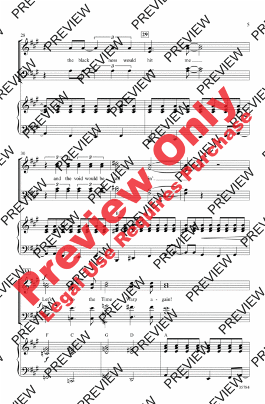 The Time Warp (from The Rocky Horror Picture Show) 4-Part scores gallery preview page 5