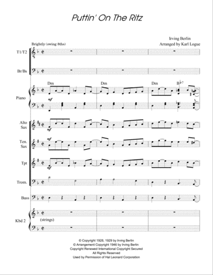 Puttin' On The Ritz Puttin' On The Ritz Small Ensemble scores gallery preview page 1
