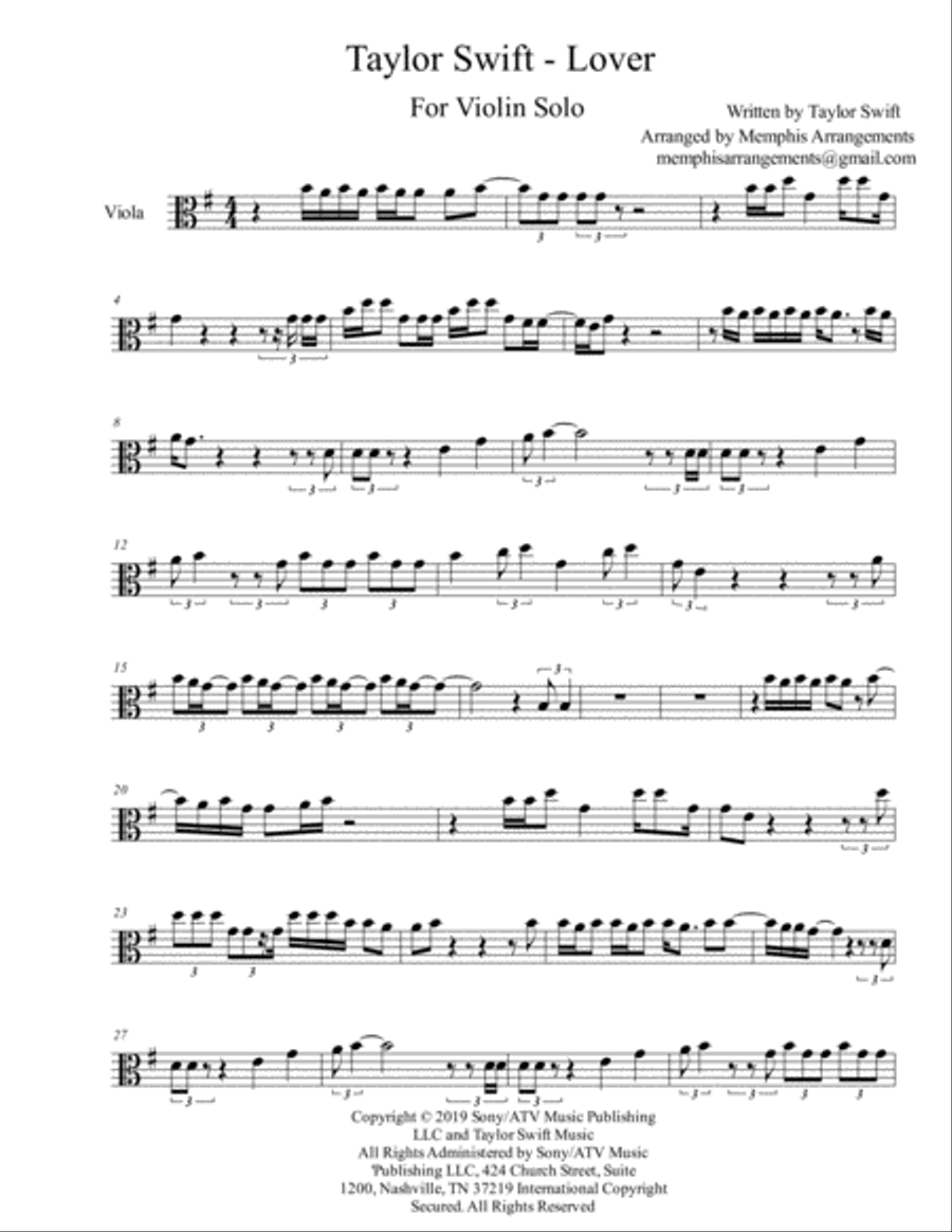 Lover Viola Solo scores gallery preview page 1