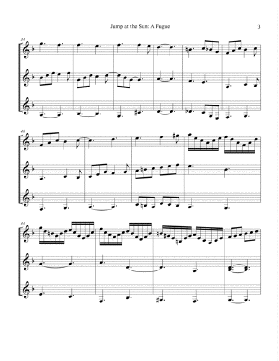 Jump at the Sun: A Fugue (for three guitars) Classical Guitar scores gallery preview page 5