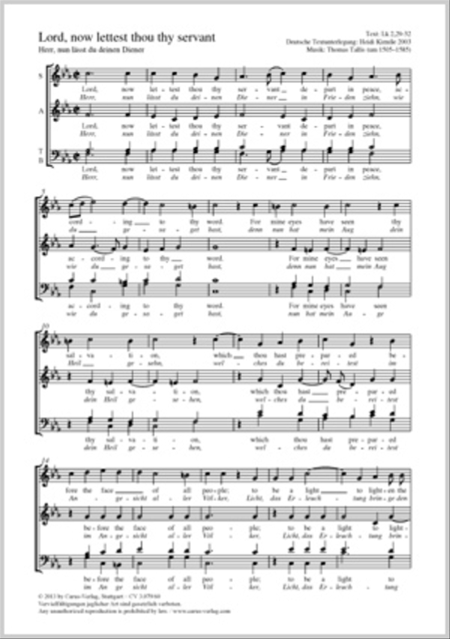 Lord, now lettest thou thy servant 4-Part scores gallery preview page 1
