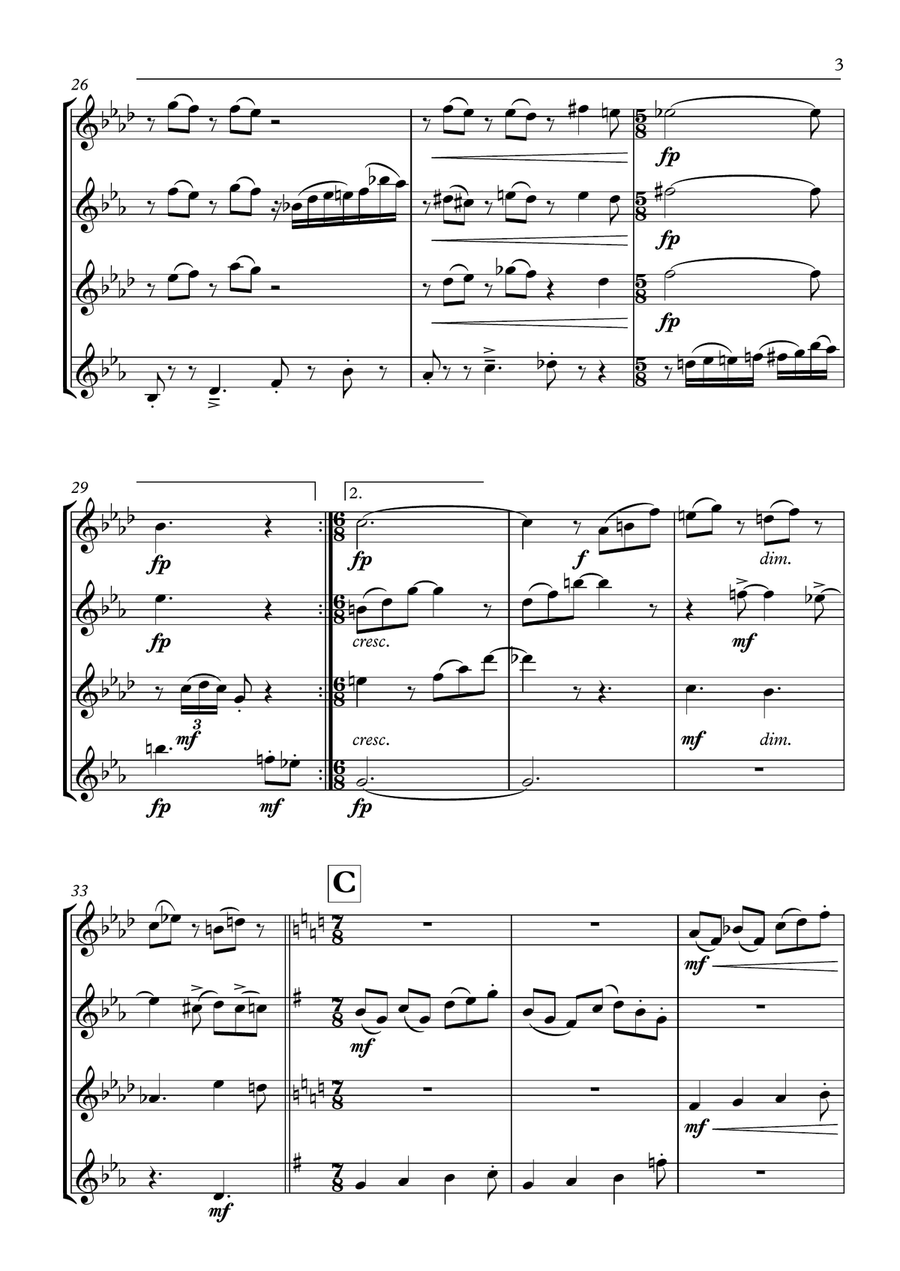 Tango for Glenn Saxophone Quartet scores gallery preview page 3