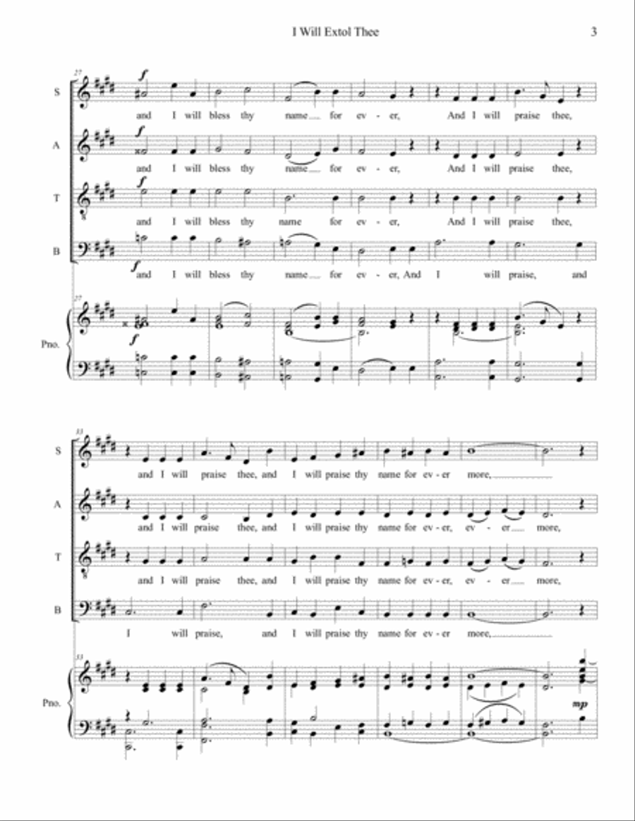 I Will Extol Thee 4-Part scores gallery preview page 3