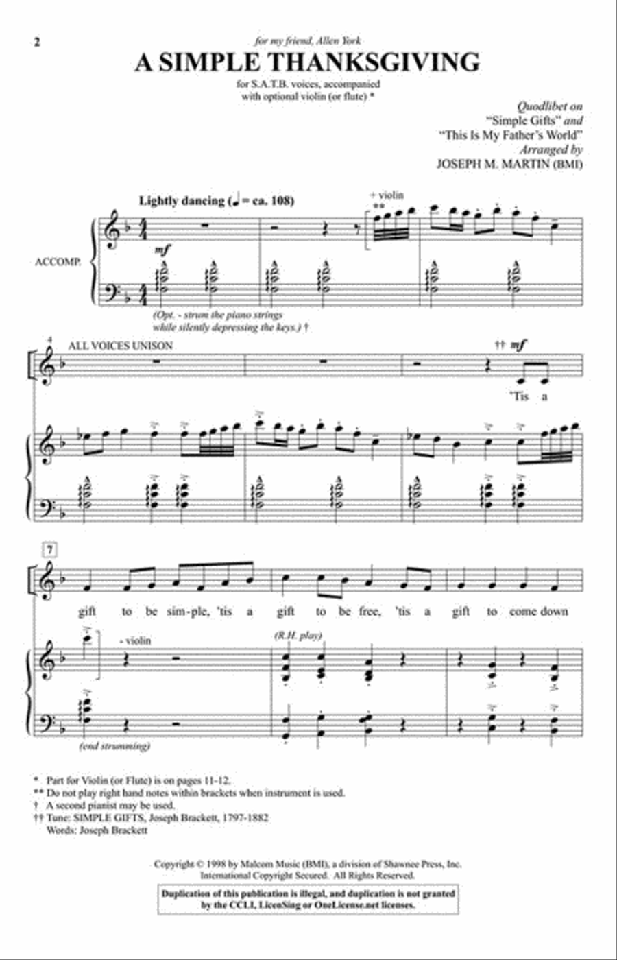 A Simple Thanksgiving 4-Part scores gallery preview page 2