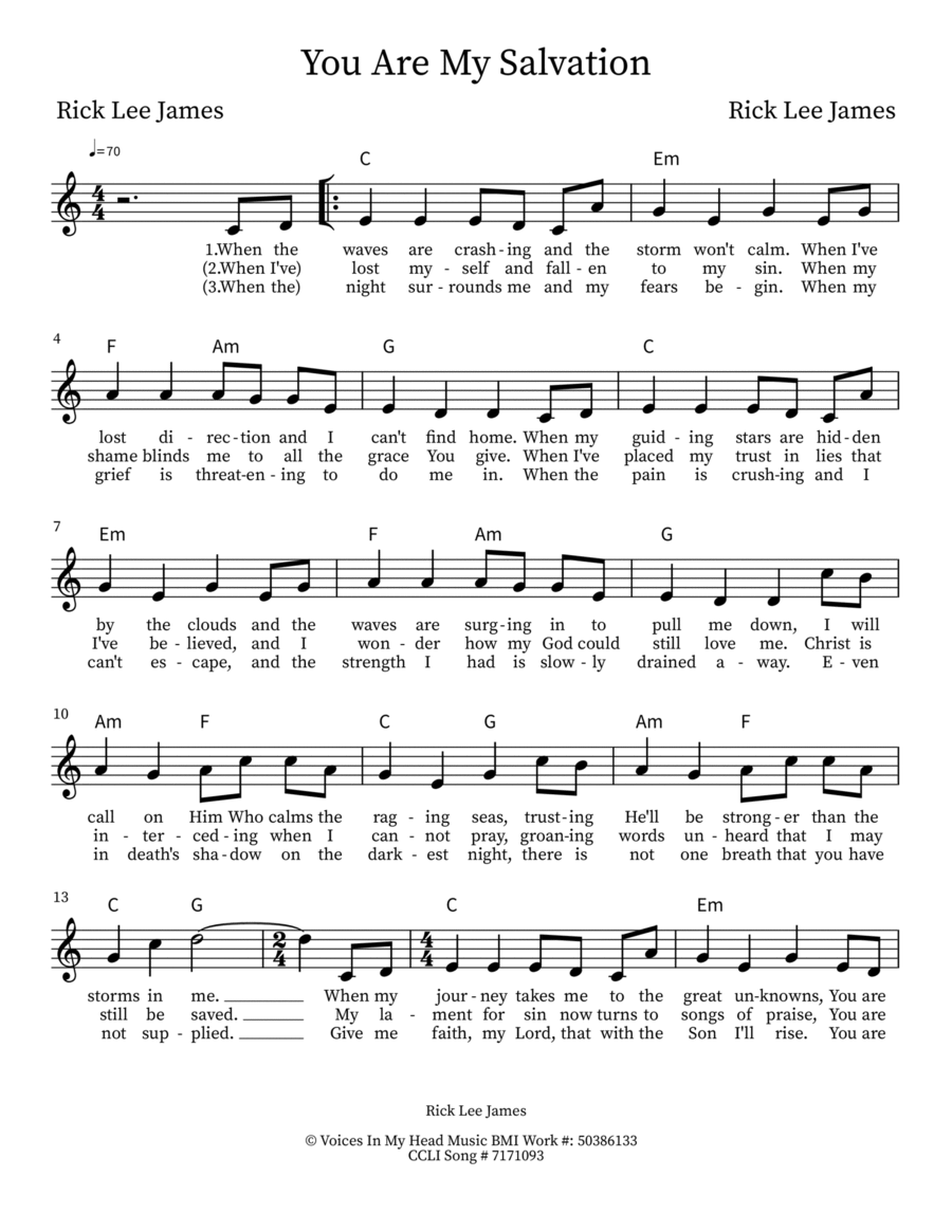 You Are My Salvation (Lead Sheet) Small Ensemble scores gallery preview page 1