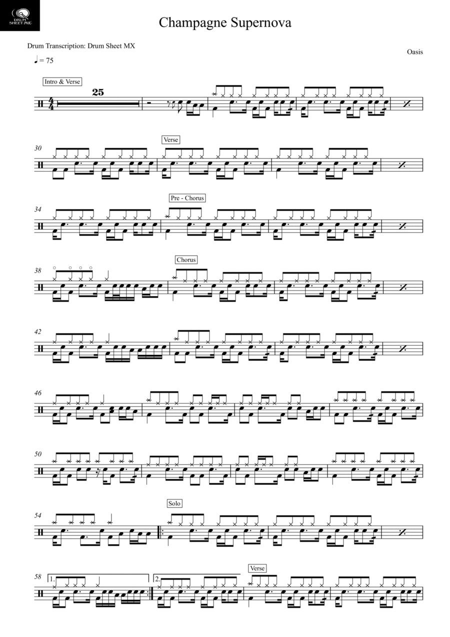 Champagne Supernova Champagne Supernova Drum Set scores gallery preview page 1