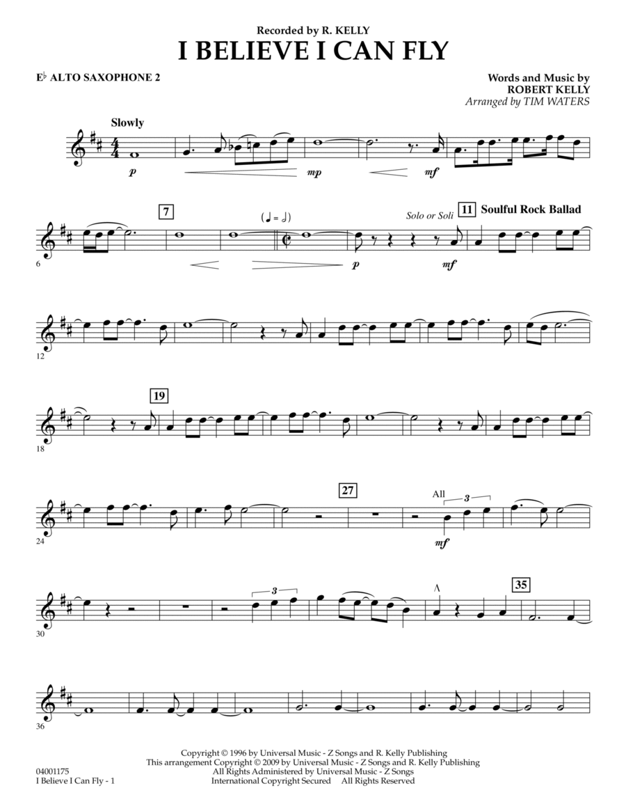 I Believe I Can Fly - Eb Alto Saxophone 2 Alto Saxophone scores gallery preview page 1