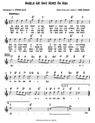 Angels We Have Heard On High - Lead sheet (melody, lyrics & chords) in key of C